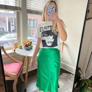 Aritzia Green Midi Slip Skirt for Casual Wear